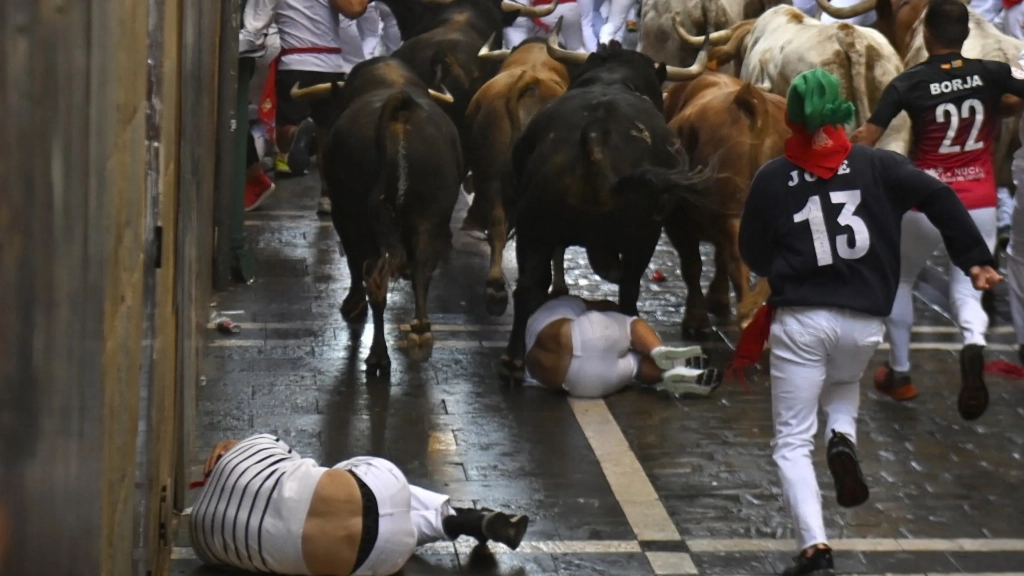 Six personnes blessées lors du premier lâcher de taureaux des fêtes de Pampelune, en Espagne
